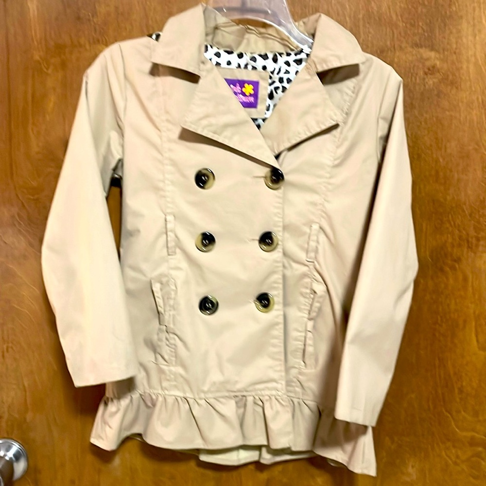 Girls Pink Platinum Coat with Cheetah Print lining and detachable hoodie. SZ 7/8